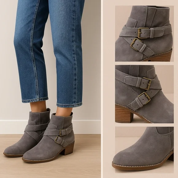 Cole Haan | Size 8B (Medium) | Stormcloud Suede Buckle Ankle Booties | NIB - Picture 8 of 16